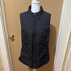 Red Camel Quilted Puffer Vest Womens Black Full Zip Sleeveless Jacket L
